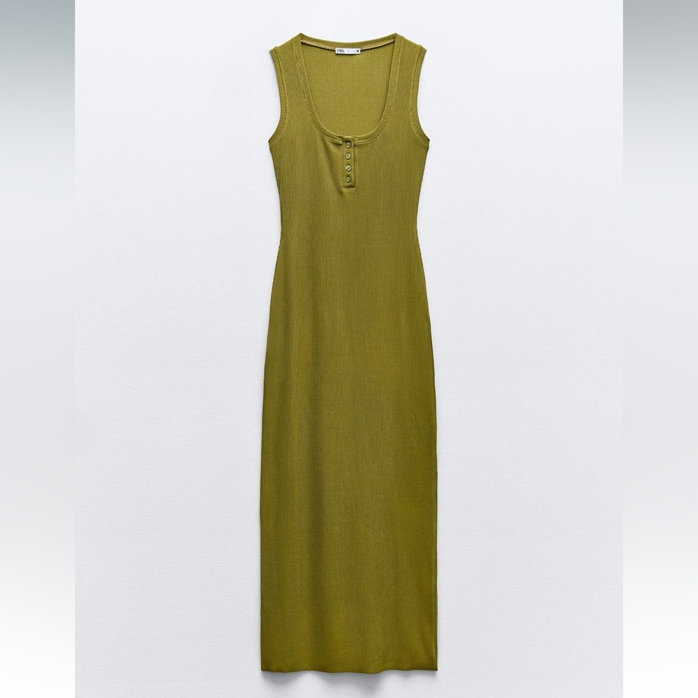ZARA White Ribbed Midi Dress - Picture 2 of 3